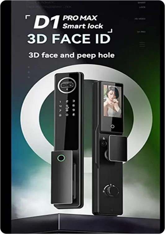 D1 Pro Max Smart Lock with 3D Face ID and Peep hole